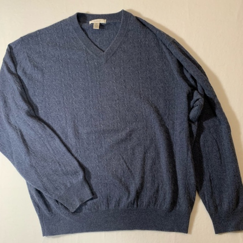 Turnbury Mens Silk Cashmere Sweater Size XL Blue